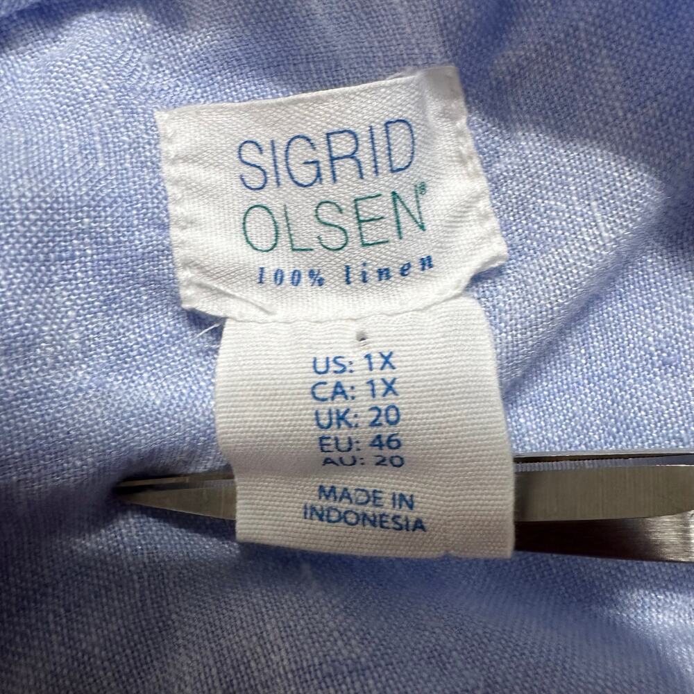 Sigrid Olsen 100% Linen Button Up Tunic Top Size … - image 2